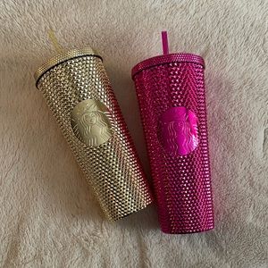 Set of Starbucks holiday studded tumblers!